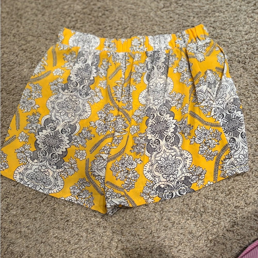 Tyche Yellow and White Floral Women's Shorts
